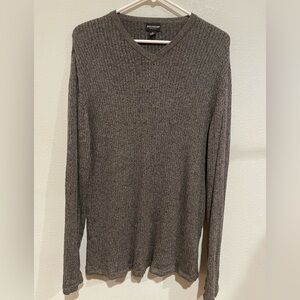 Men's V-Neck Ribbed Sweater by Reunion - Brown